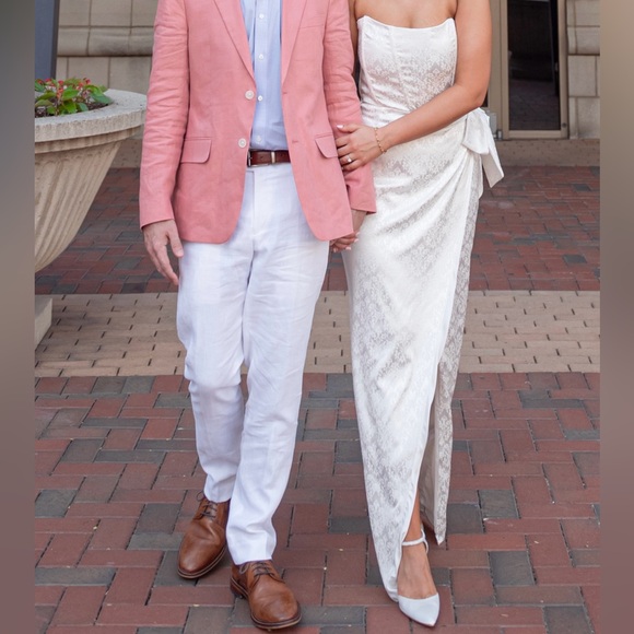 V. Chapman June Corset Jacquard Front-Slit Gown - Picture 7 of 7